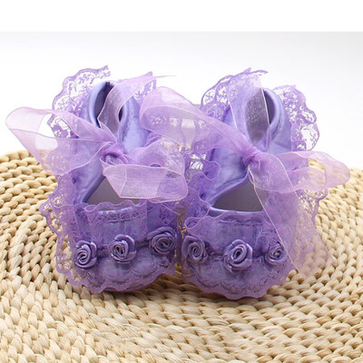 

1 Pair Toddler First Walkers Solid Baby Shoesborn Girls Lace Cloth Soft Sole Princess Shoes Prewalkerest