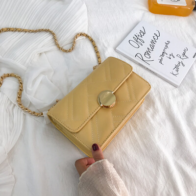 

Wild embroidery line small square bag simple fashion casual shoulder bag female 2019 new foreign style texture chain Messenger bag