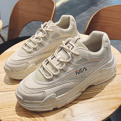 

Retro port wind old man shoes Korean version of the trend of wild sports casual tide shoes ins super fire white shoes summer