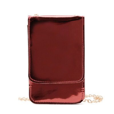 

Women Square Laser Faux Leather Flap Mini Phone Holder Crossbody Shoulder Bag