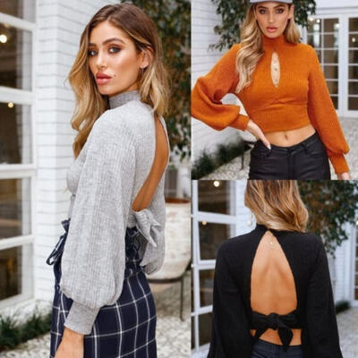 

2018 Womens Long Sleeve Blackless Blouse Ladies Slim Pullover Jumper Tops T Shirt Sweatshirt
