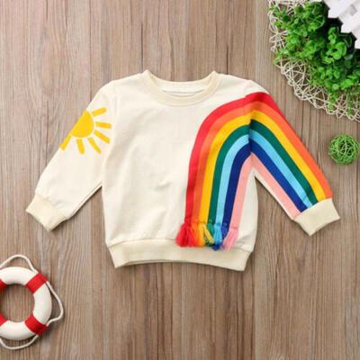 

AU Baby Girls Kids Rainbow T-Shirt Tops Clothes Blouse Sweatshirt Cardigan