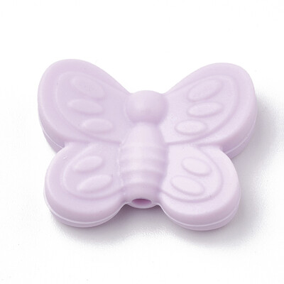 

Food Grade Environmental Silicone Beads Chewing Beads For Teethers DIY Nursing Necklaces Making Butterfly Lilac 20x25x6mm Ho
