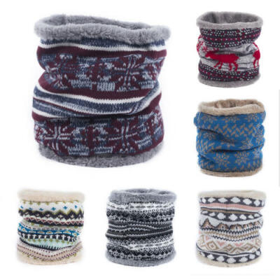 

Women Winter Knitted Neck Warmer Circle Wrap Woolen Yarn Cowl Loop Snood Scarfs