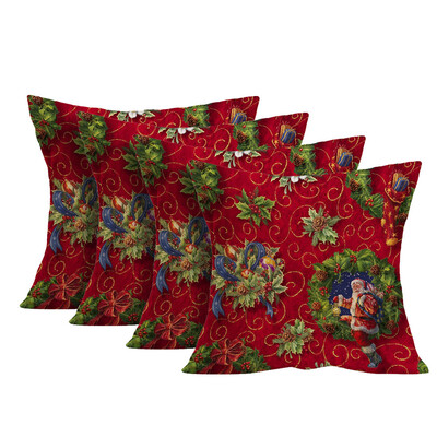 

Tailored Merry Christmas Linen Santa Pillow Cases Sofa Cushion Cover Home Decoration