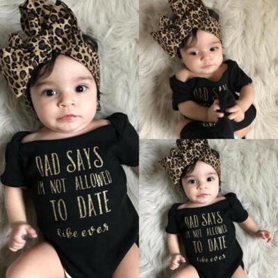 

UK Canis Kid Baby Girl Romper Bodysuit Jumpsuit Leopard Headband Outfit Clothes