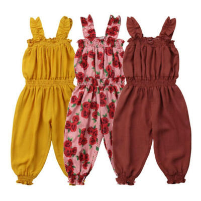 

Cute Toddler Kids Baby Girl Clothes Flower Strap Romper Bodysuit Jumpsuit Outfit