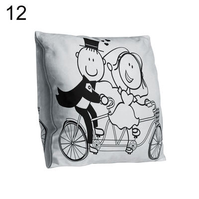 

Double-sided Print Black White Couple Pillow Case Cushion Cover Sofa Bed Decor