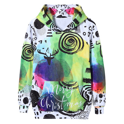 

Tie Dye Christmas Scrawl Print Pullover Hoodie