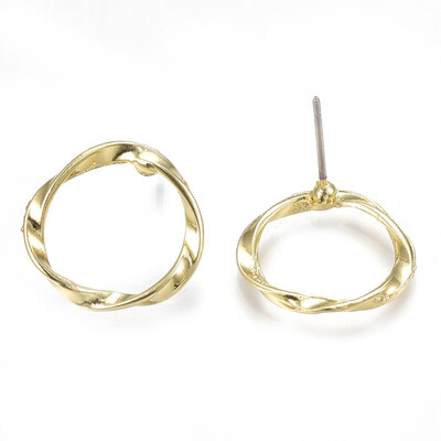 

Alloy Ear Studs with Steel Pins Ring Light Gold 16x165mm Pin 07mm