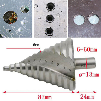 

〖Follure〗HSS 4241 Hole Spiral Step Cone Groove Step Drill Bit Large Step 12 Step 6mm-60mm