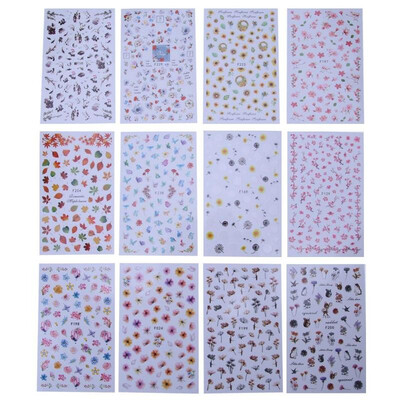 

12 Sheets Water Decals Nail Art Transfer Stickers Big Sheet Manicure Decor