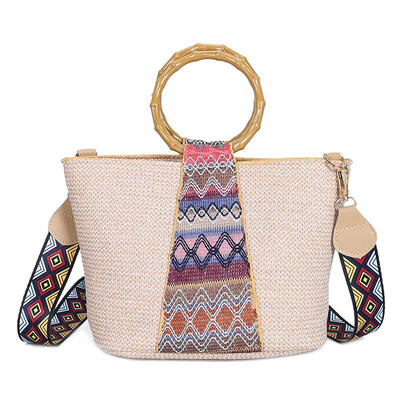 

Women Ethnic Woven Crossbody Bag Wide Shoulder Strap Messenger Handbag