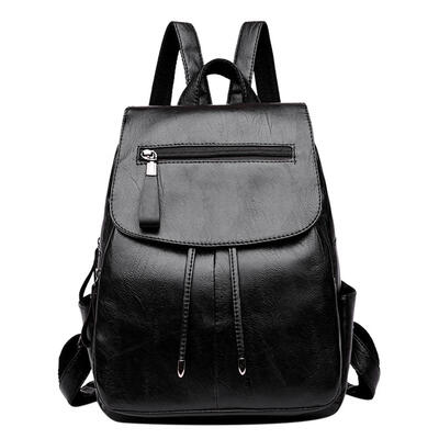 

Casual Women PU Leather Shoulder School Bookbag Girl Zipper Travel Backpack