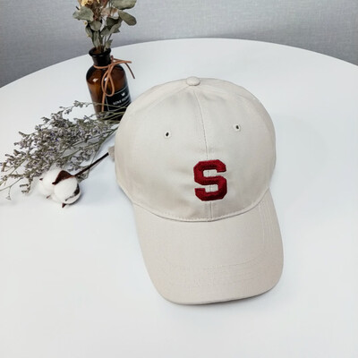 

New South Korean s-letter Beige soft top curved bill cap European&American fashion men&womens baseball hip hop hat