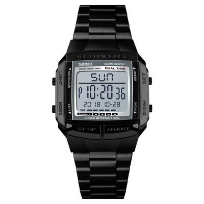 

SKMEI 30m Waterproof Square Dial Digital Wristwatch Mens Watch With Double Time Display