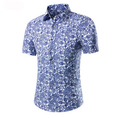 

Luxury Mens Summer Slim Fit Shirt Short Sleeve Stylish Formal Casual Shirt Tops