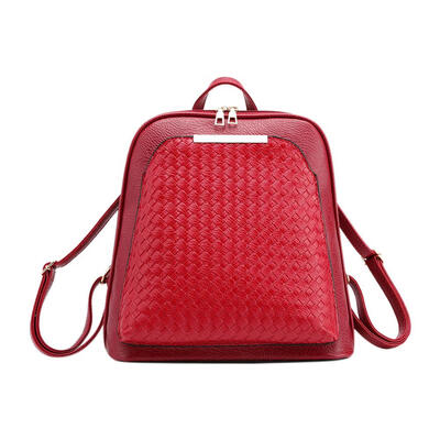 

Solid Color Woven Girls Backpacks Women Shoulder Handbags School Knapsacks
