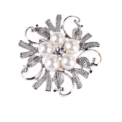 

High Quality Vintage Brooch Pins Crystals Imitation Pearl Flower Brooch Wedding Accessories