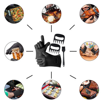 

Greensen Premium 3 in 1 Barbecue Grill Accessory Set Heat Resistant Silicone BBQ Gloves Meat Shredder