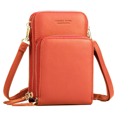 

Fashion Women Solid Color Faux Leather Card Phone Holder Crossbody Shoulder Bag