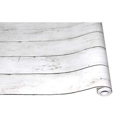 

Tuwaga The Nordic Style Wall Sticker White Wood Contact Paper Distressed Wood Plank Peel &Stick Wallpaper Length 3m