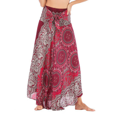

Thai cotton silk printed belly dance Skirt Beach holiday two wear big swing Skirt