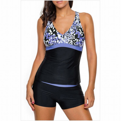 Sexy tube top cross strap vest style flat high waist split swimsuit