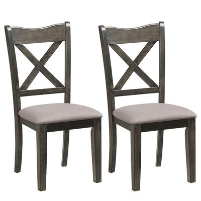 

Set of 2 Dining Chair Rubber Wooden Cushioned Seat
