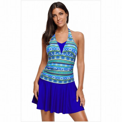 

Lace-up skirt-style one-piece swimsuit