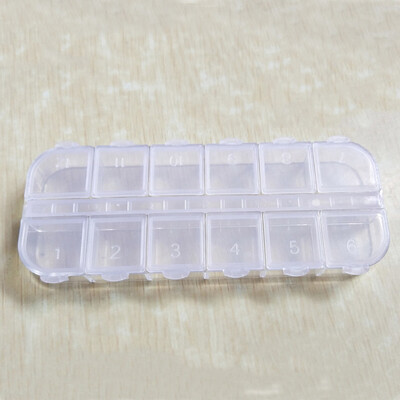 

1pc12 Slots Plastic Clear Jewelry Storage Makeup Crafts Organizer Box Case Home
