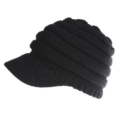 

Fashion Womens Stretch Knit Hat Messy Bun Ponytail Beanie Winter Warm Hole Hat