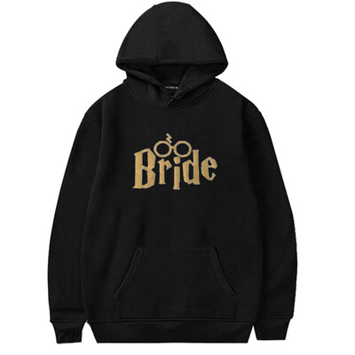 

Casual Halloween Bride Groom Letter Print Couples Hoodie Long Sleeve Hooded Sweatshirt Lovers Pullover