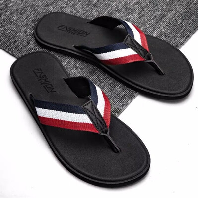 

Mens slippers summer 2019 new flip-flops casual leather slippers Korean version of sandals sandals tide beach drag
