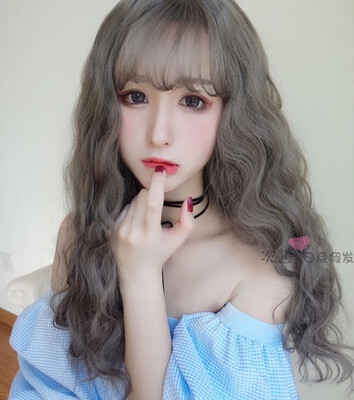 

Long hair curly hair silver grey COS shape hair wig