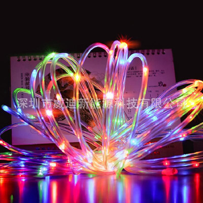 

E-commerce hot sale solar pipe copper wire lamp 100LED hollow two-mode small plate garden decoration