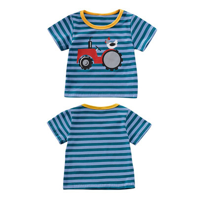 

Summer Baby Boy T-Shirt Short Sleeve Stripe Cartoon Printing Rompers Kids Bodysuit Baby Boy Romper