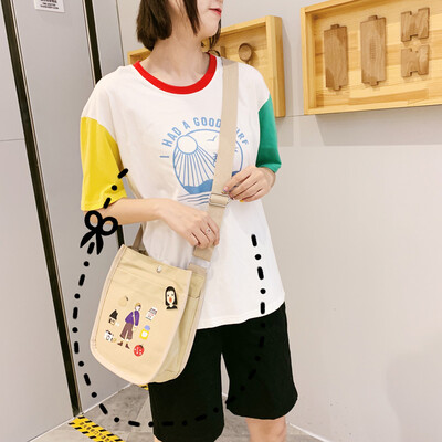 

Ins Yuanjufeng oblique Bag Japanese students feel the ancient girl canvas summer one-shoulder bag