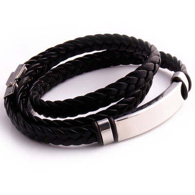 

Top Quality PU Leather Bracelet Men Alloy Leather Braid Bracelet Gifts for Men Women Free Shipping
