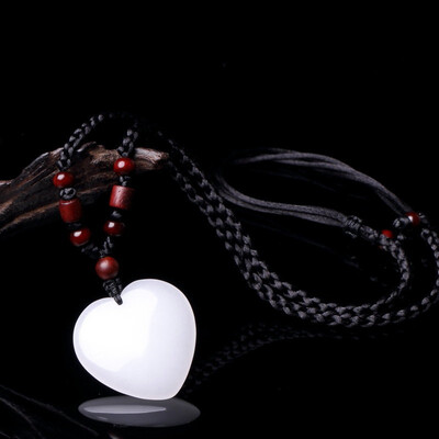 

White jade love peace buckle pendant Valentines Day gift