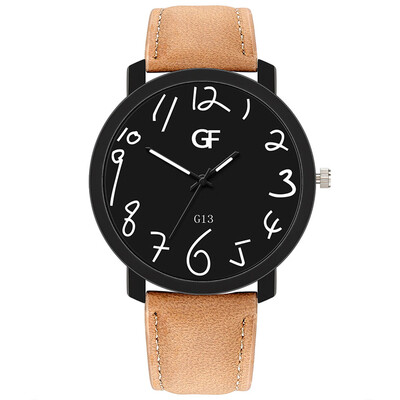 

Gobestart Hot Man Leather Watch Whatever Late Anyway Letter Watches New Pointer glow