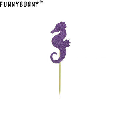 

FUNNYBUNNY Theme Cupcake Topper Cake Picks Decoration for Baby Shower Birthday Party Favors Mermaid Tail Seahorse Starfish