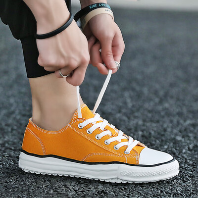 

Mens shoes summer leisure canvas autumn teenagers yellow studentssandals