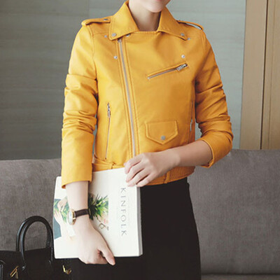 

Roseonmyhand Women Ladies The Belt Fashion Faux Leather Racing Style Biker Jacket