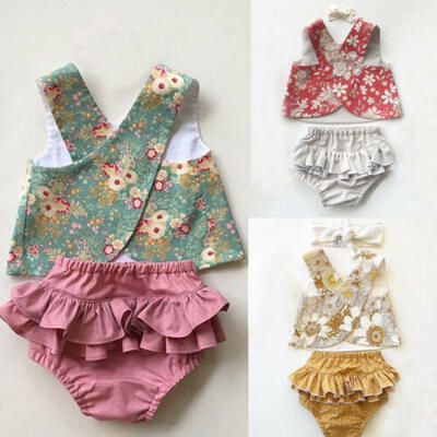 

AU Flower Newborn Baby Girls Outfit Clothes Romper Tops T-shirtShorts Pants Set