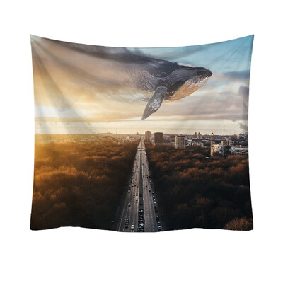 

Toponeto Fashion Tapestry Marine Whale Pattern Fresh Style Decorative Tapestry Home Decor