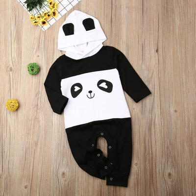 

Autumn Winter Newborn Baby Girl Boy Cotton Romper Panda Jumpsuit Hooded Clothes Long Outfits 3-24M