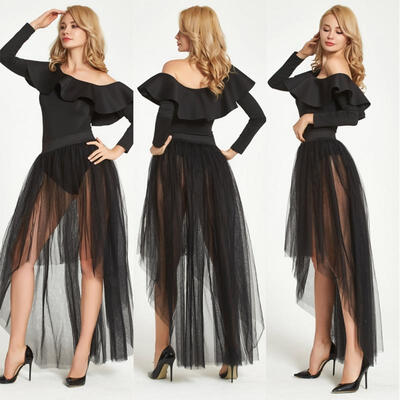 

Newest Women Ladies Sexy Mesh Sheer Tutu Dance Dress Skirt Black Skirt