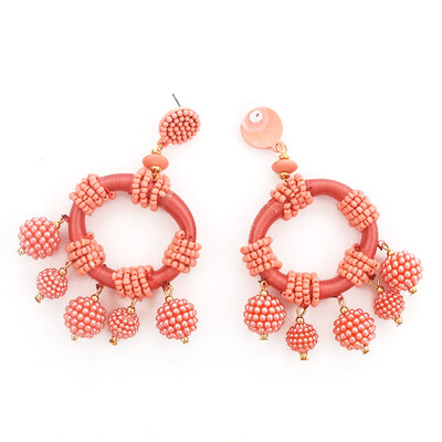 

Fashion Bohemian Round Beads Dangle Big Earrings for Women Ethnic Statement Round Drop Earrings Jewelry