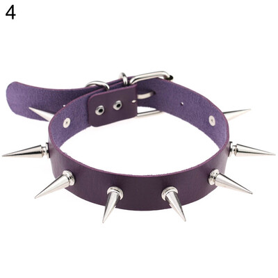 

Women Fashion Alloy Rivet Spike Faux Leather Choker Short Necklace Punk Jewelry